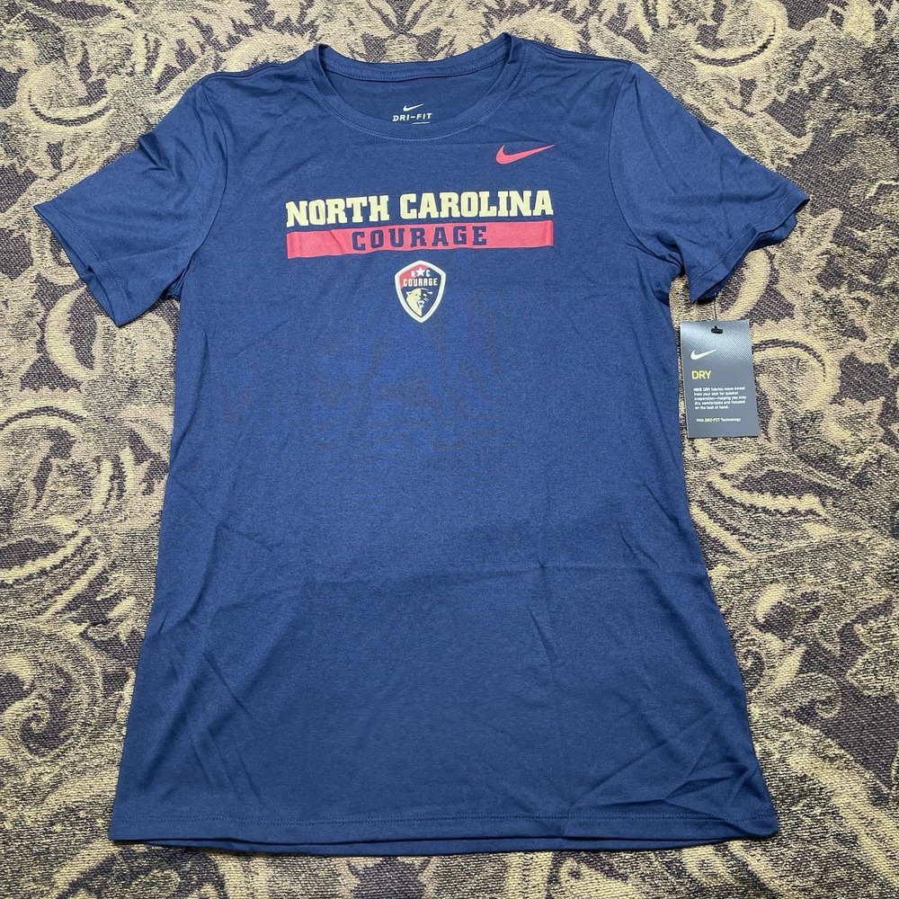 Nike Dri-FIT North Carolina Courage NWSL Soccer women's Blue t-shirt Small New